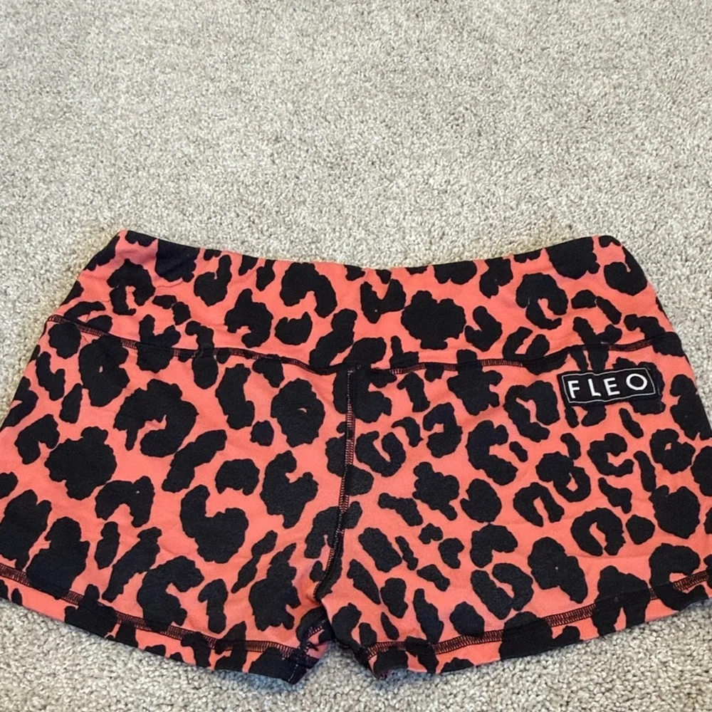 Fleo Red and Black Leopard Print Athletic Shorts - Picture 4 of 4